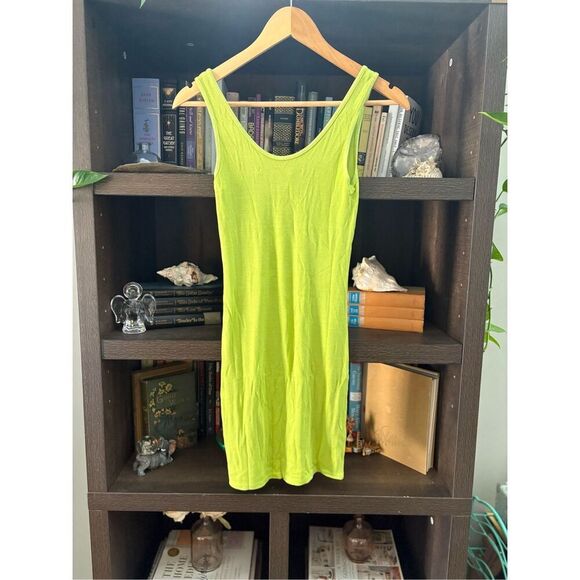 NWOT Enza Costa Silk Blend Tank Mini Dress In Kiwi Green Size XS - Picture 3 of 5